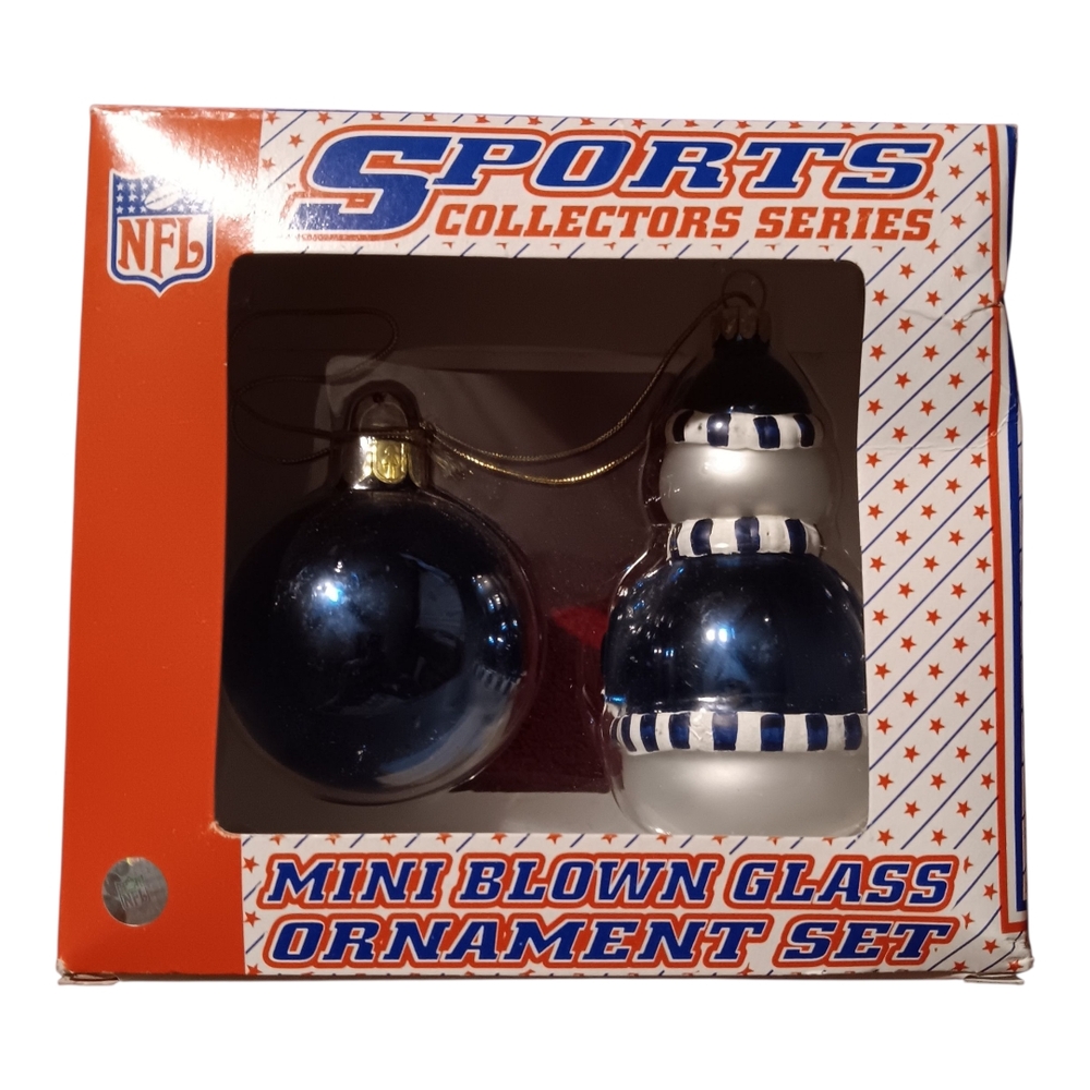 NFL Blue and White Mini Blown Glass Ornament Set ♡ - Picture 2 of 2